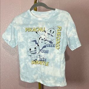 Kids Light Blue Tie-Dye Pokémon Graphic Tee - Pikachu, Squirtle & Fuecoco